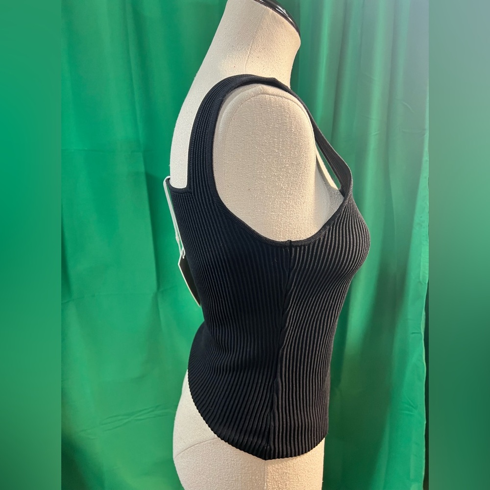 Black Ribbed Tank Top - Picture 2 of 16